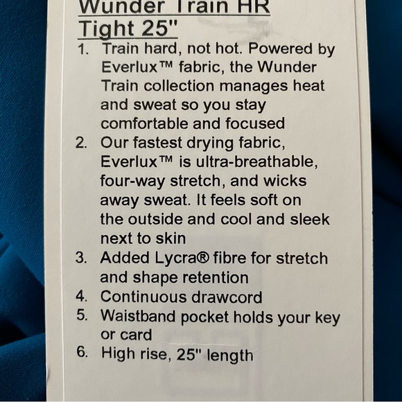 Lululemon 🍋 New 25” Everlux Tight / Leggings Wunder Train HR ~Capri Blue~ 16 - Picture 10 of 10